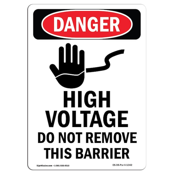Safety Sign, OSHA Danger, 5" Height, High Voltage Do Not, Portrait, 10PK